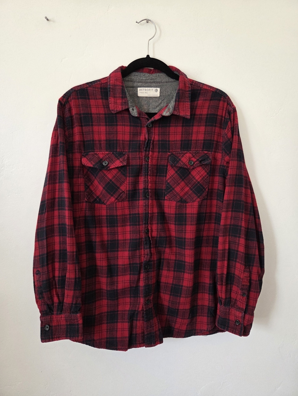 RetroFit Red Buffalo Check Plaid Button Up Shirt 100% Cotton Outdoor Women's XL